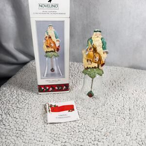 Novelino Christmas Through The Ages Glass Bell Resin Topper 1992 Viking Santa